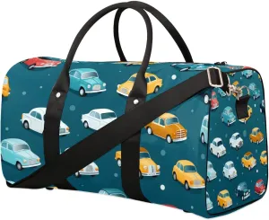Watercolor Cars Travel Duffel Bag for Women Men Waterproof Foldable Overnight Weekender Bag Large Capacity Sports Gym Bag
