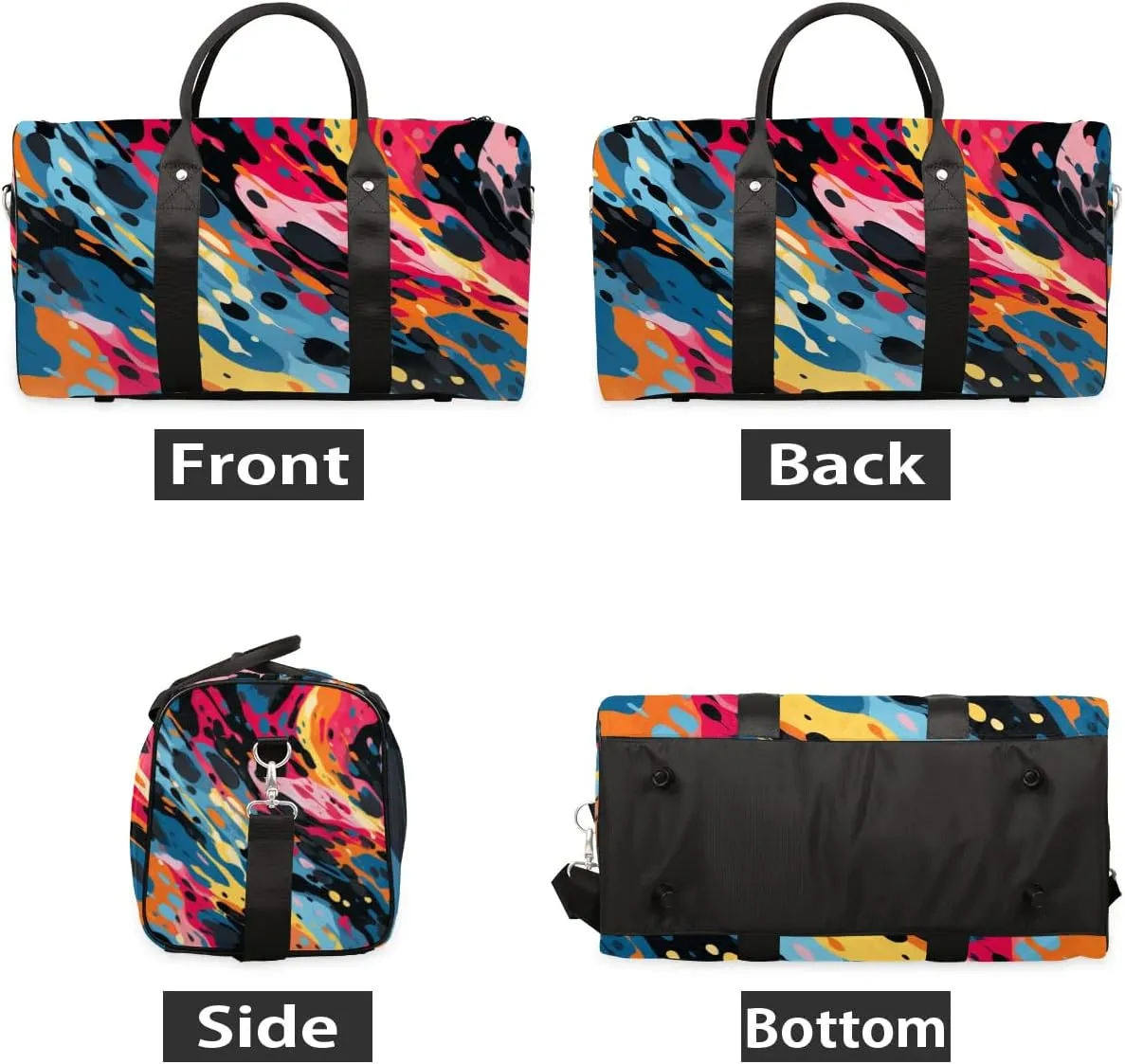 Watercolor Travel Duffel Bag for Women Men Waterproof Foldable Overnight Weekender Bag Large Capacity Sports Gym Bag