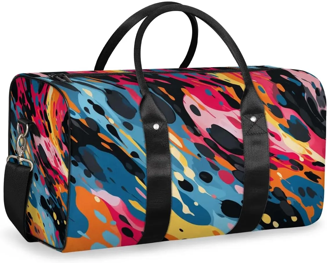 Watercolor Travel Duffel Bag for Women Men Waterproof Foldable Overnight Weekender Bag Large Capacity Sports Gym Bag