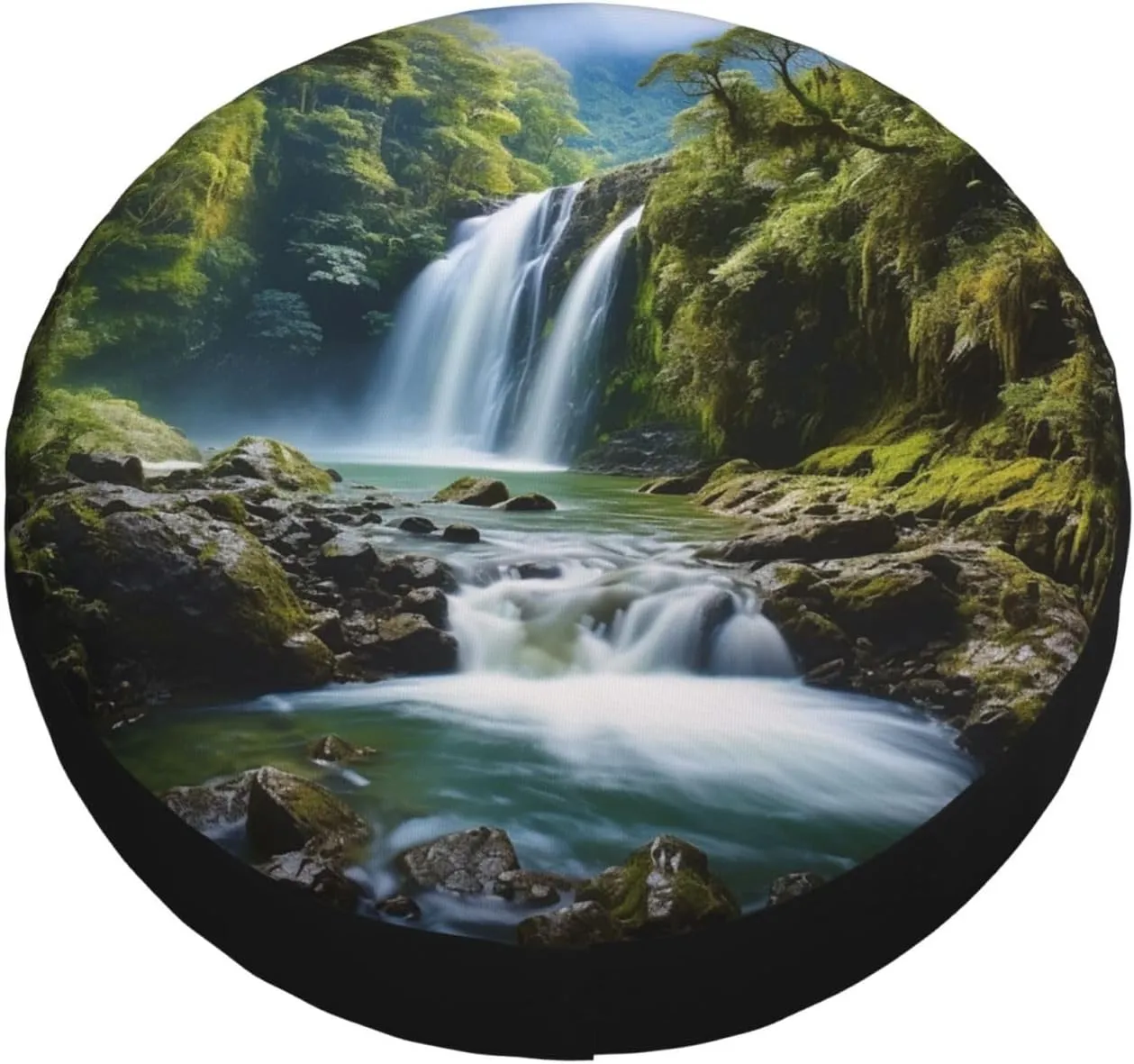 Waterfall Landscape Painting Tire Cover Outdoor Waterproof Snow Sun Rain Wheel Cover Portable Wheel Bags Camper Spare Tire Cover Universal Car Tire Protectors for Trailer RV SUV