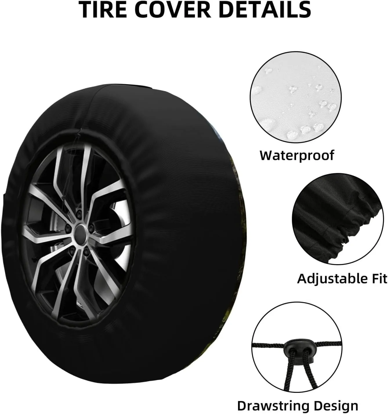 Waterfall Landscape Painting Tire Cover Outdoor Waterproof Snow Sun Rain Wheel Cover Portable Wheel Bags Camper Spare Tire Cover Universal Car Tire Protectors for Trailer RV SUV