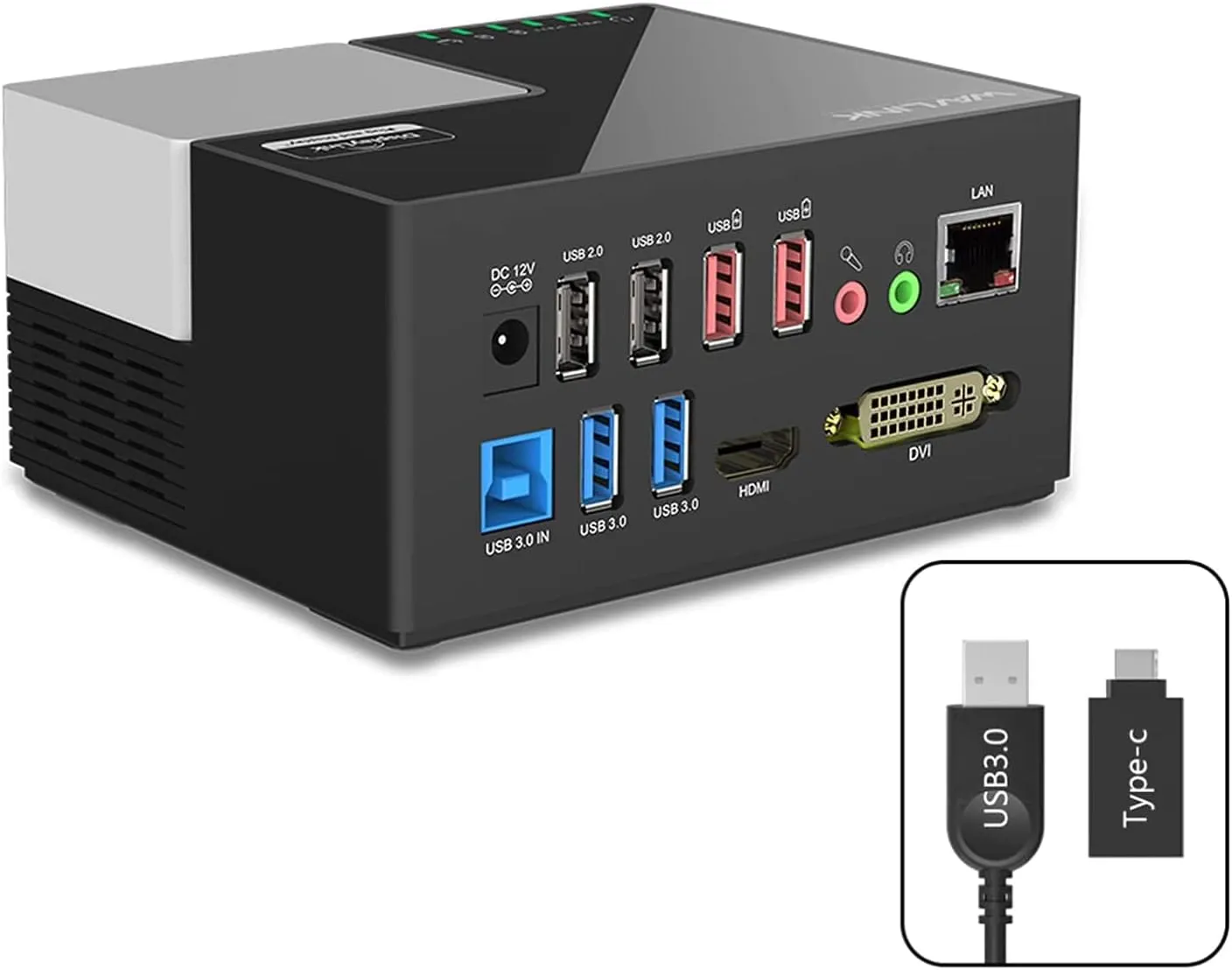 WAVLINK USB 3.0 Laptop Docking Station Dual Monitors, DisplayLink Computer Dock for M1/M2 Mac/Windows/Chrome/Ubuntu - HDMI HDMI/DVI/VGA, 4xUSB Ports, 2xRed Charging Ports, LAN, Audio