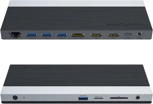 WAVLINK USB C Docking Station 4K Triple Display (2 HDMI   1 Displayport) with 100W PC Charging, Gigabit Ethernet, 4 USB 3.0, SD/TF Card Slot, Audio, for Dell HP MacBook Lenovo and Other USB C Laptops