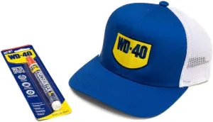 WD-40 Original Formula Precision Pen and WD-40 Trucker Hat Bundle, On-The-Go Lubrication with Pin-Point Precisions, Cotton & mesh Flat Brim hat, Precision Pen 1-Pack 0.3 fl oz, 1 WD-40 Trucker hat