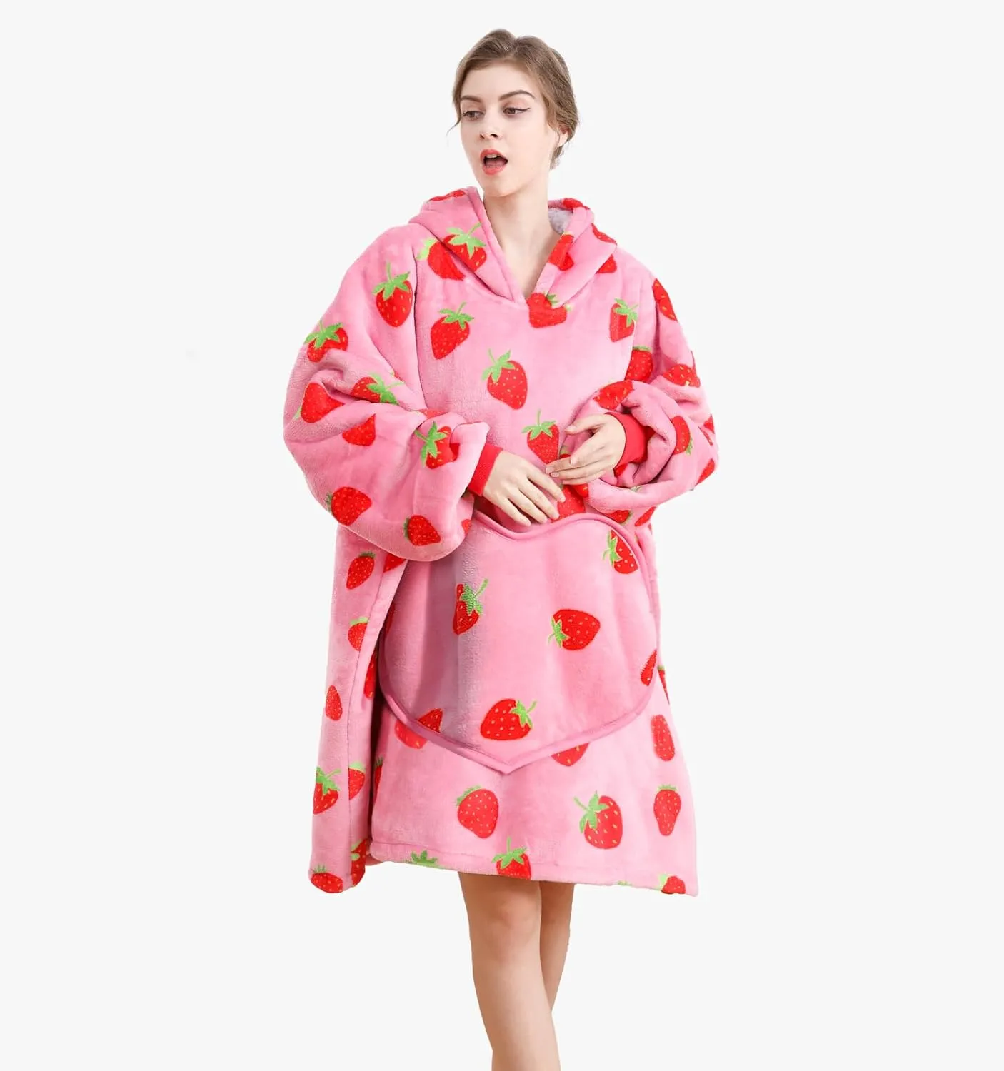 Wearable Blanket is Oversized Fluffy and Comfortable Plush Blanket，Warm Sherpa Sweatshirt，One Size for All