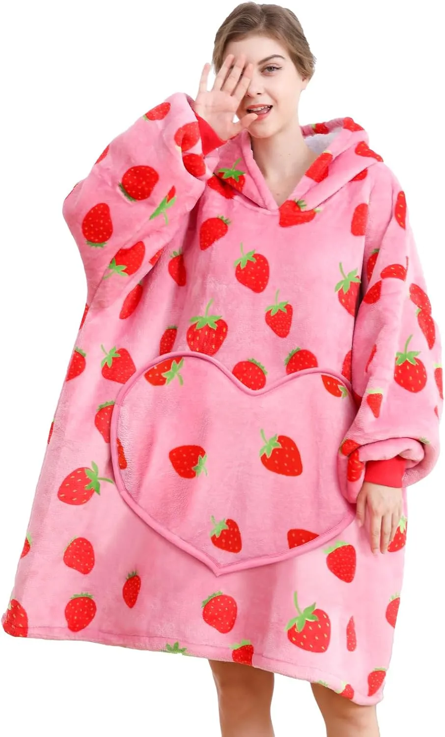 Wearable Blanket is Oversized Fluffy and Comfortable Plush Blanket，Warm Sherpa Sweatshirt，One Size for All