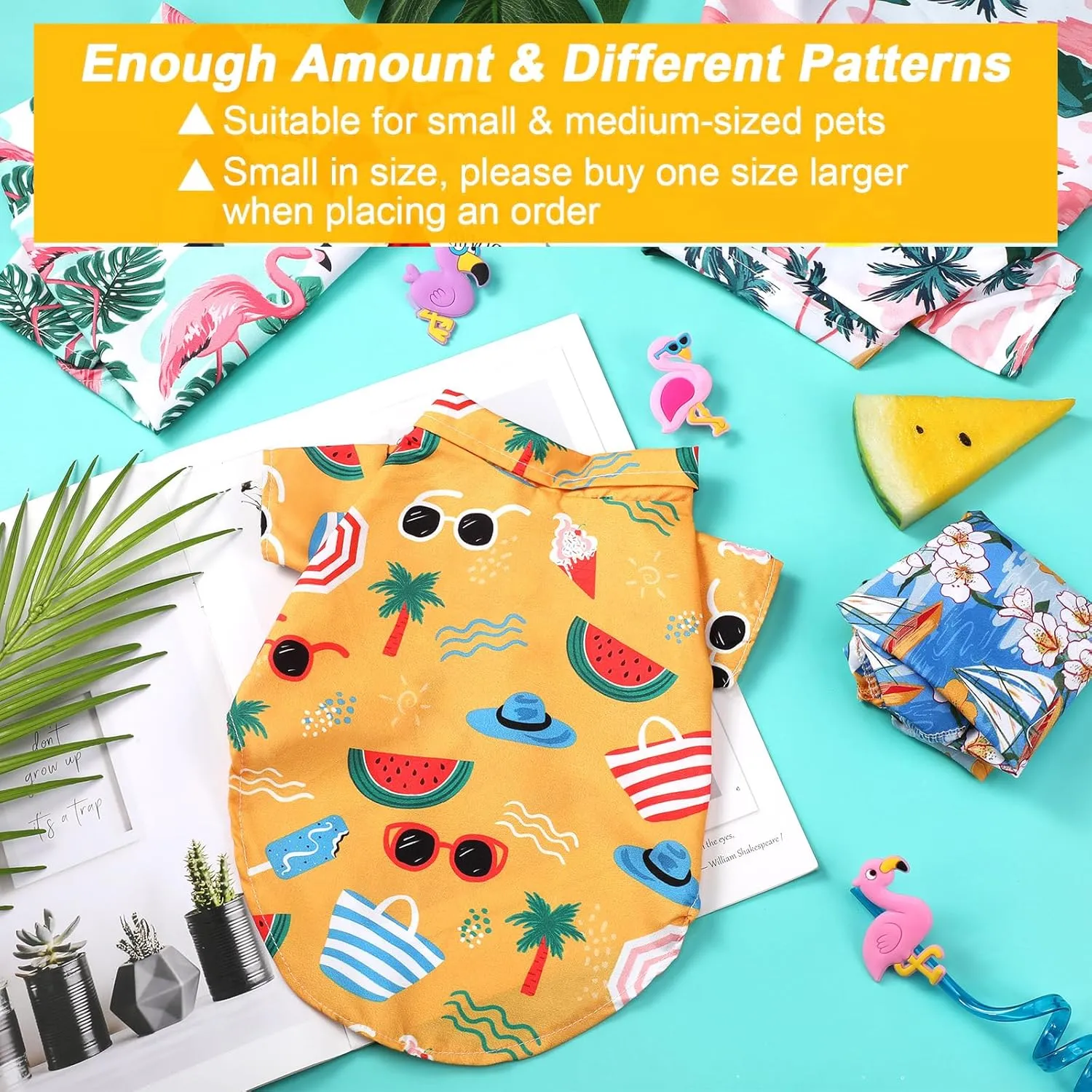 Weewooday 4 Pieces Pet Summer T-Shirts Hawaii Style Floral Pet Dog Shirt Breathable Cool Clothes Beach Seaside Puppy Sweatshirt for Small Puppy(Lovely Style,Large)