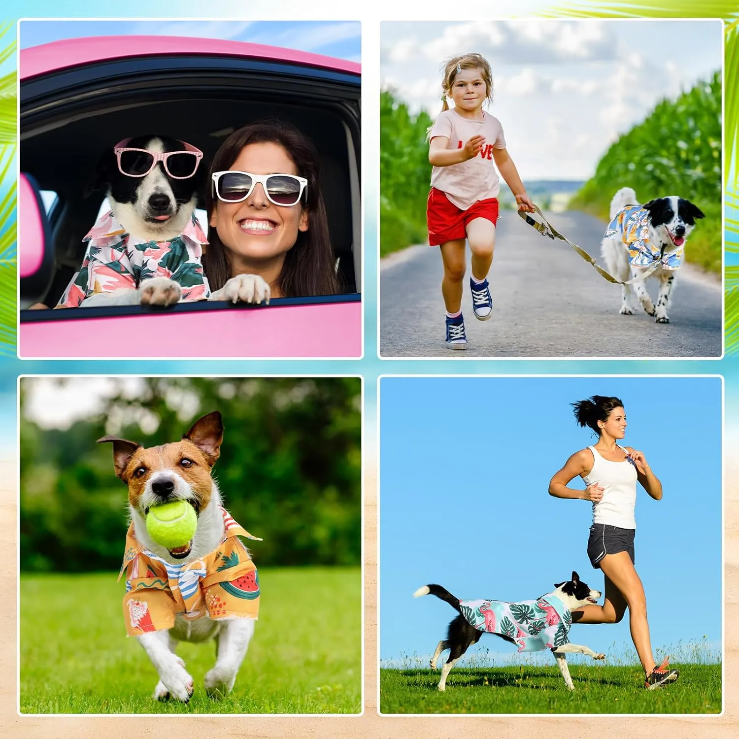 Weewooday 4 Pieces Pet Summer T-Shirts Hawaii Style Floral Pet Dog Shirt Breathable Cool Clothes Beach Seaside Puppy Sweatshirt for Small Puppy(Lovely Style,Large)