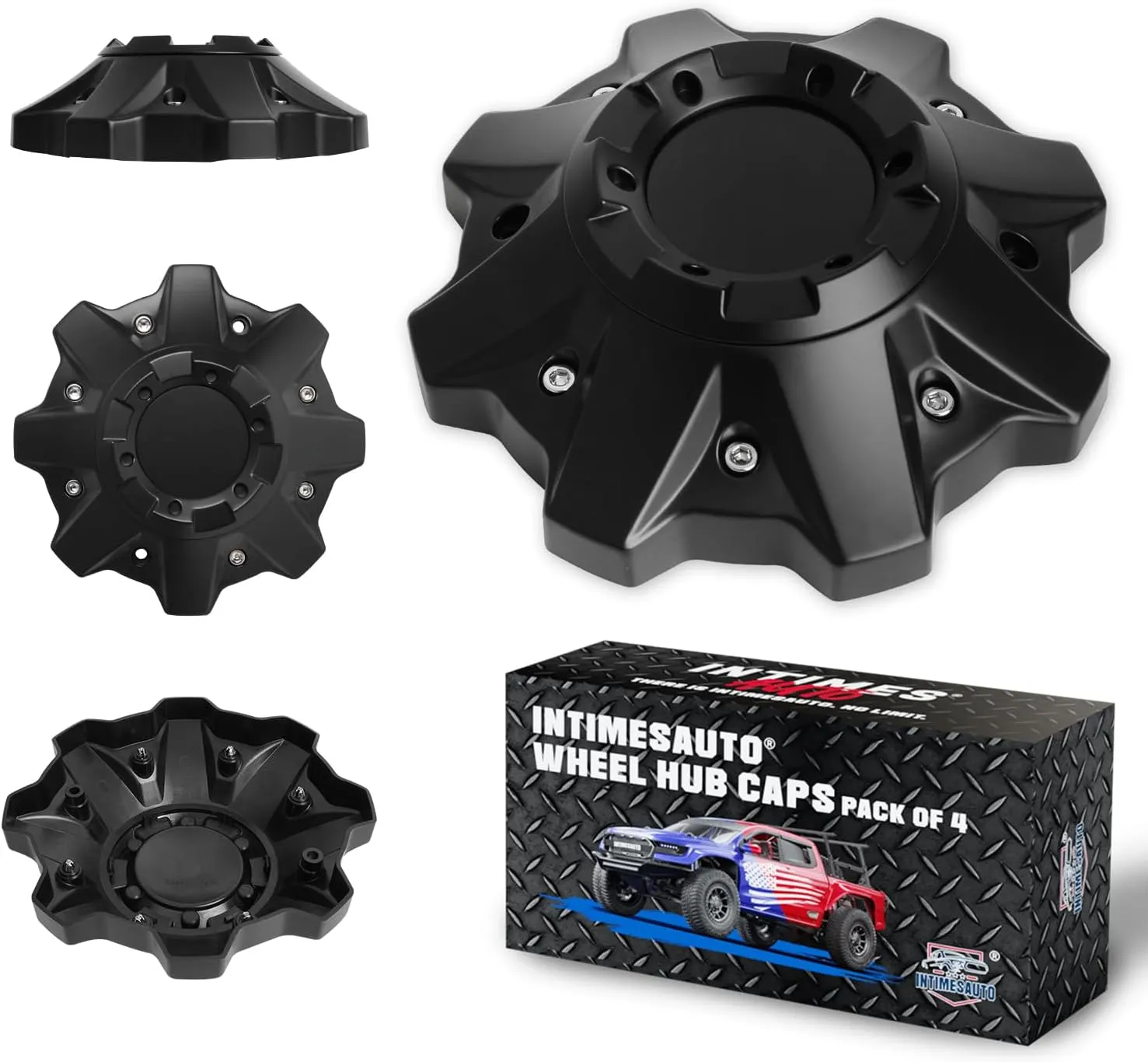 Wheel Center Hub Caps for Fuel Offroad Replacement Center Hubcaps for # 1002-53B M-447 Rims, Set of 4 Matte Black, Premium ABS Material, Recommended for Off-Road Tuning Enthusiasts