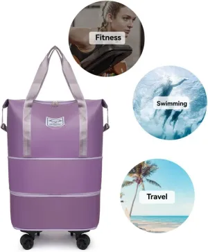 Wheeled Travel Bag - Waterproof and Scratch-resistant Nylon Cabin Luggage 360° Silent Universal Wheels TSA Customs Lock Large Capacity Expansion Layer Design Unisex Travel Bag. (Gray)