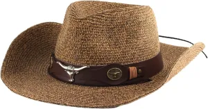 Wide Shapable Brim Straw Cowboy Hat Men Women UV Sun Protection Cowgirl Straw Hat Holiday Travel Panama Fedora Hat Beach Caps
