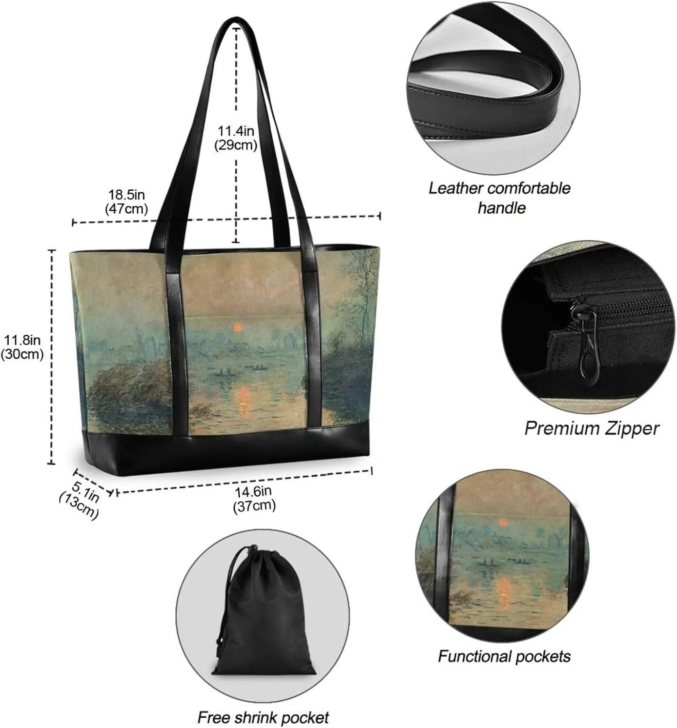 WIHVE Laptop Tote Bag for Women Laptop Handbag 15.6 Inch