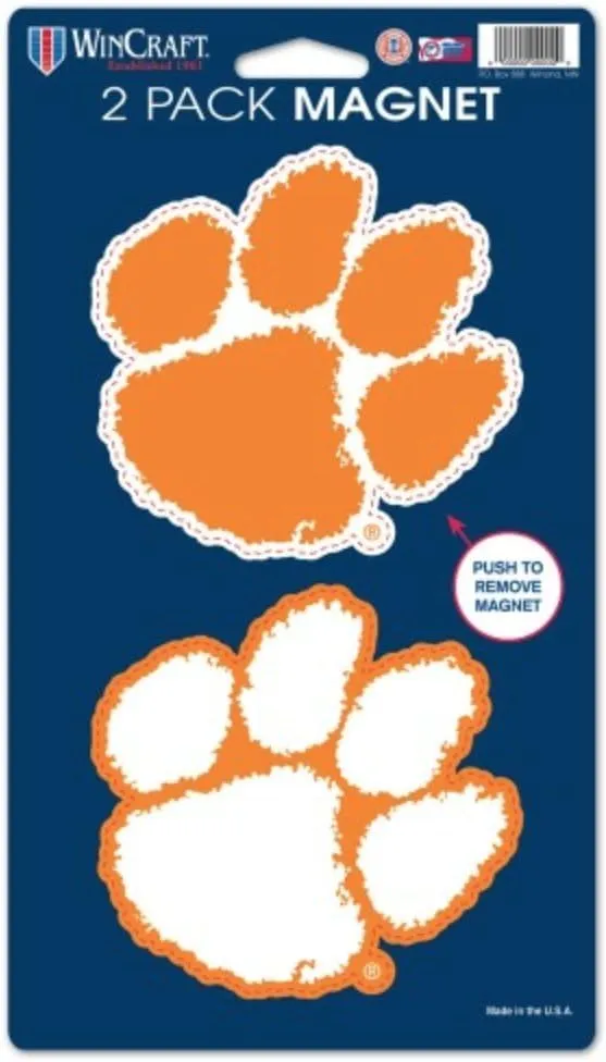 WinCraft NCAA Clemson University Tigers 2-Pack Die Cut Magnet Set