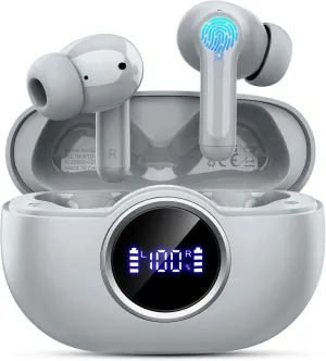 Wireless Earbuds Bluetooth 5.4 Headphones, 2025 Hi-Fi Stereo Bass Ear Buds, 4 ENC Noise Cancelling Mic 36Hrs USB-C in-Ear Earphones IP7 Waterproof Sport Workout for Laptop Pad Android iOS Phone, Grey