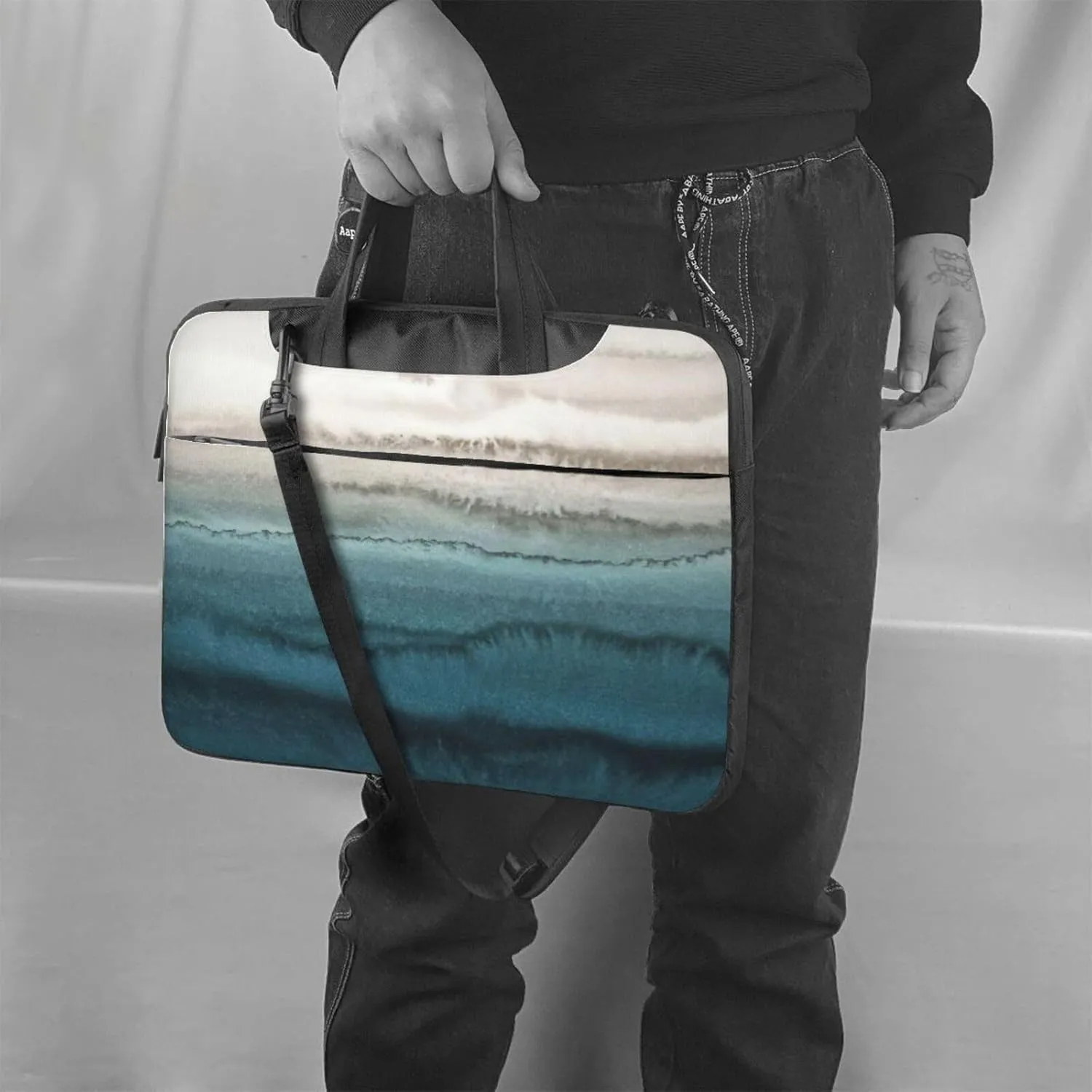 Within The Tides Print Laptop Bag,Can Use It Freely As A Shoulder Bag,Crossbody Bag,And Briefcase