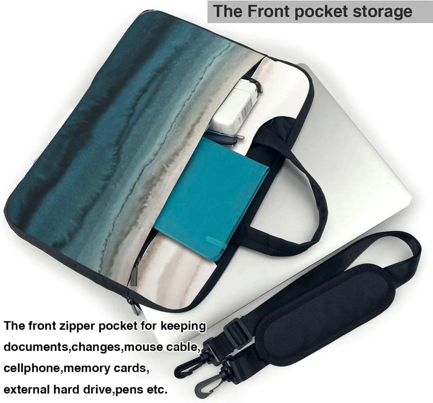 Within The Tides Print Laptop Bag,Can Use It Freely As A Shoulder Bag,Crossbody Bag,And Briefcase