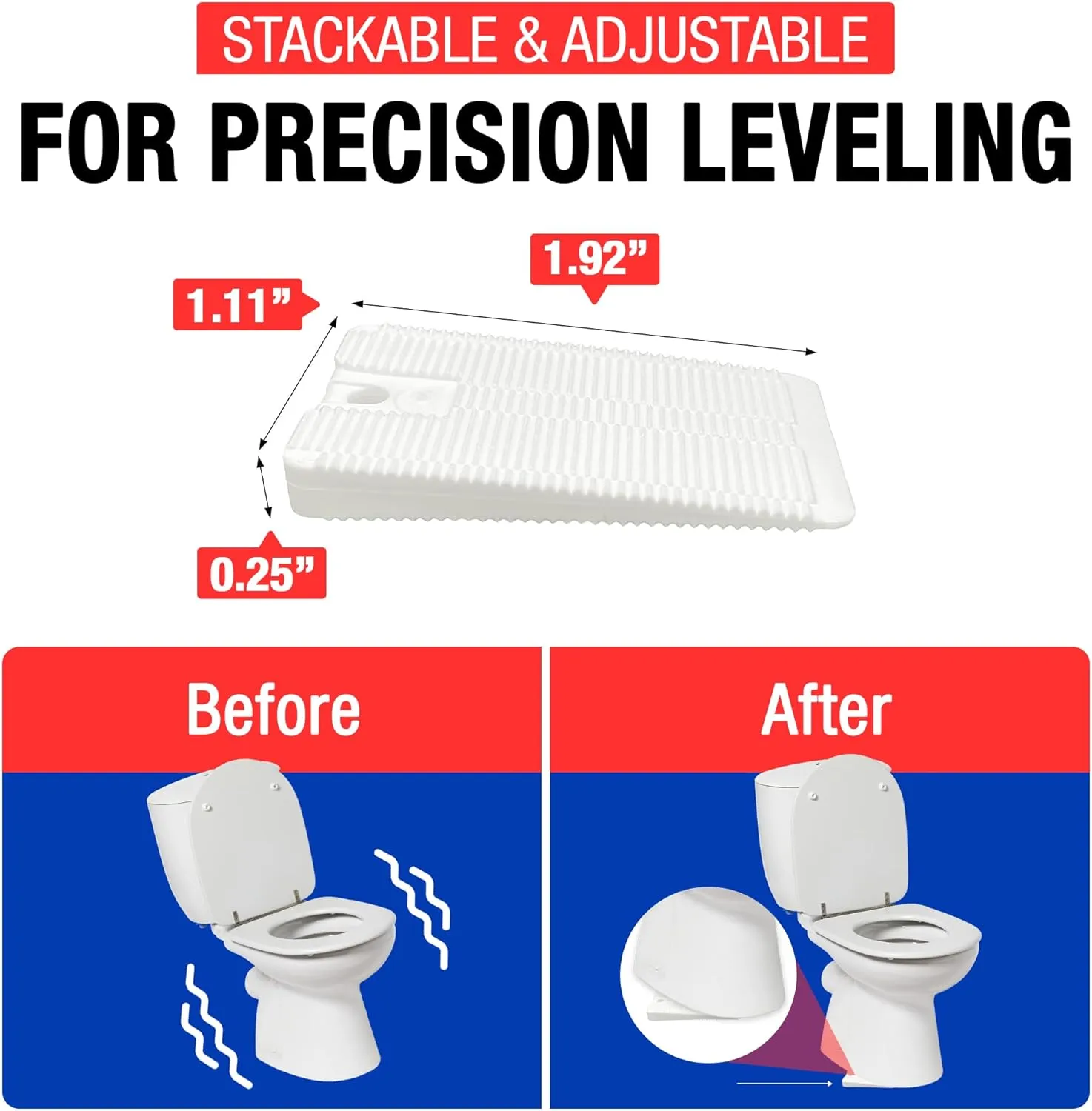 Wobble Wedges Flexible Plastic Shims - Multi-Purpose Wedges for Home Improvement and Workplace - The Ideal Table Shims, Toilet Shims, and Furniture Levelers - 30 White Wedges