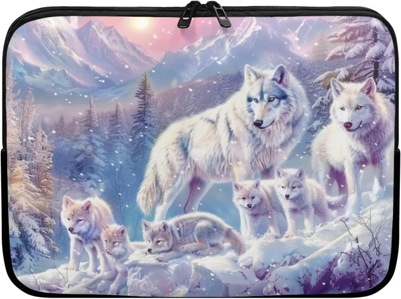 Wolf Printed Laptop Briefcases for Men Women, Lightweight 13 Inch Laptop Bag Protective Laptop Case Bag with Zipper, Washable Laptop Computer Bag Carrying Case Neoprene, Gift for Father