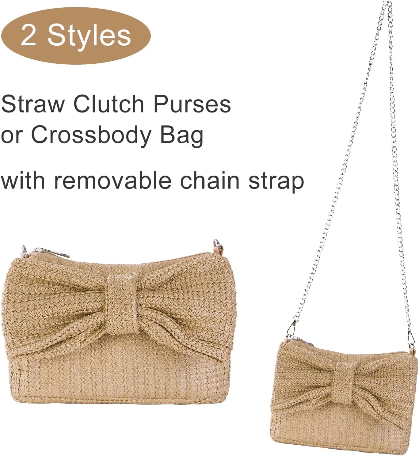 Women Bow Purse Summer Straw Woven Clutch Bag Handbags Vacation Beach Tote Formal Party Wedding 2025 New