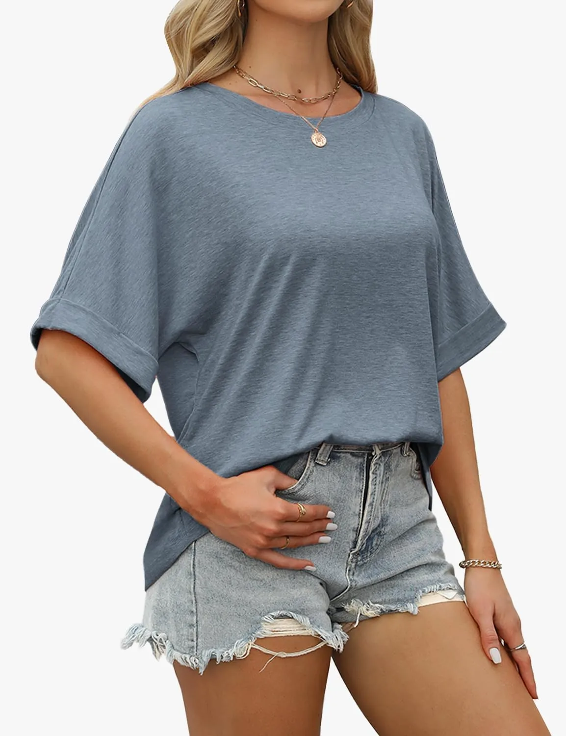 Women Oversized T Shirts Crew Neck Short Sleeve Tops Summer Dressy Casual Loose Fit Tee 2025 Trendy Fashion Clothes