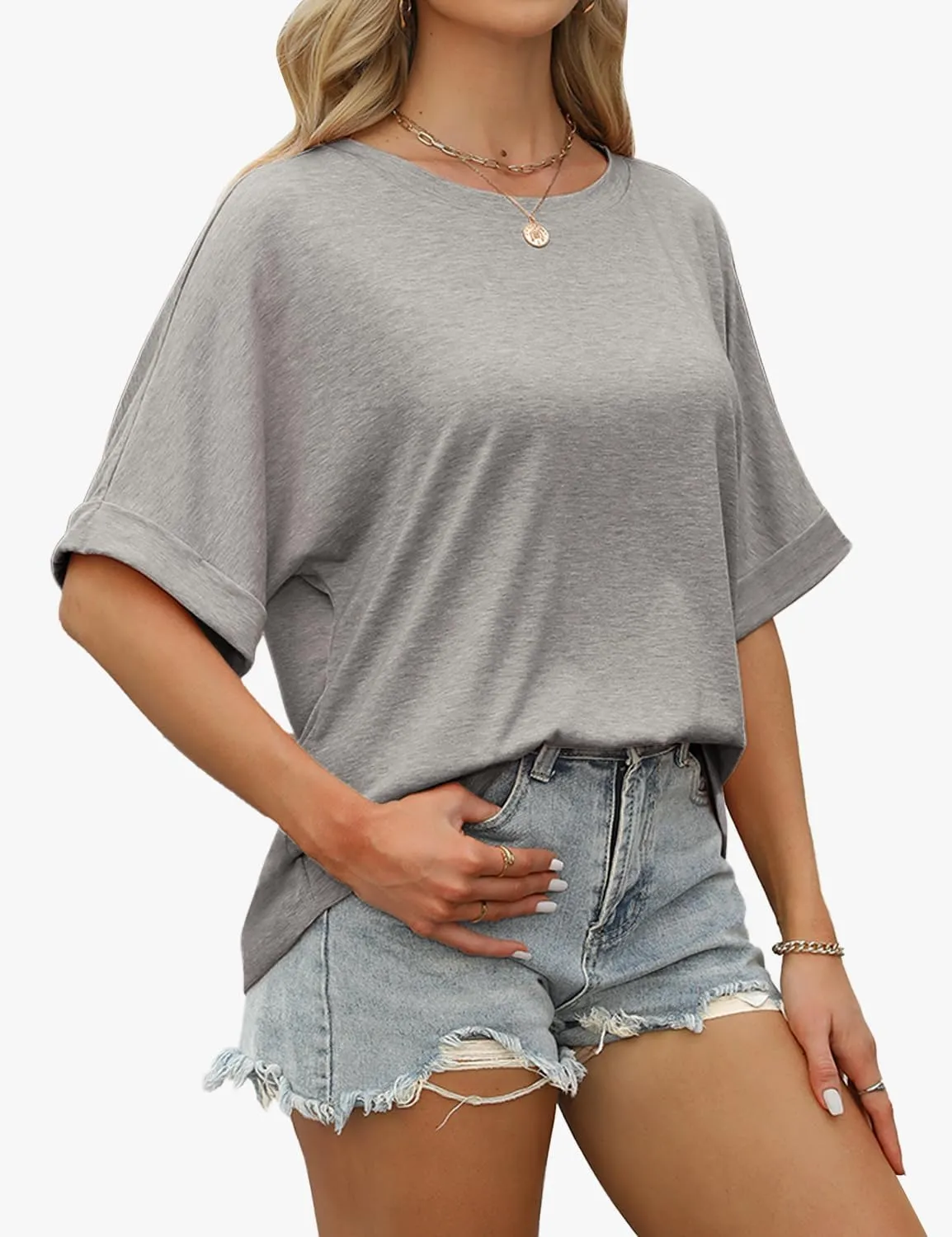 Women Oversized T Shirts Crew Neck Short Sleeve Tops Summer Dressy Casual Loose Fit Tee 2025 Trendy Fashion Clothes