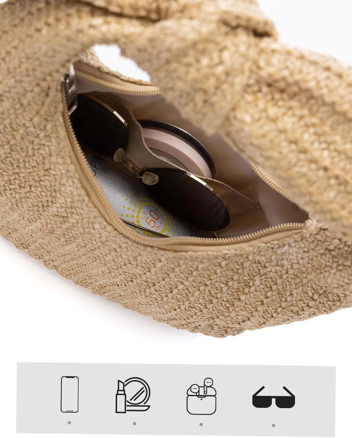 Women Straw Beach Clutch Purse Handbag Summer Elegant Vacation Style Shoulder Bag Crossbody Bag