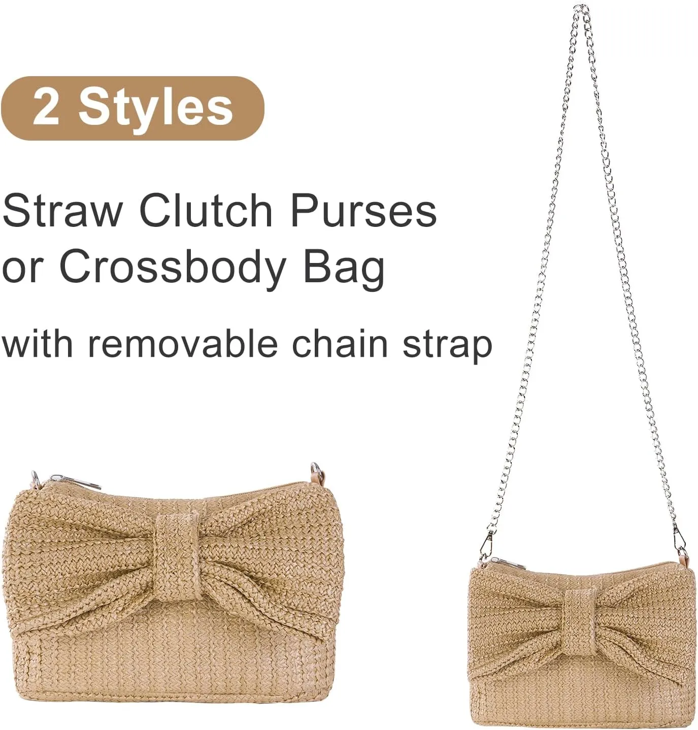 Women Straw Bow Purse Summer Beach Bag Woven Clutch Bag Vacation Tote Party Handbags Wedding Formal 2025 New