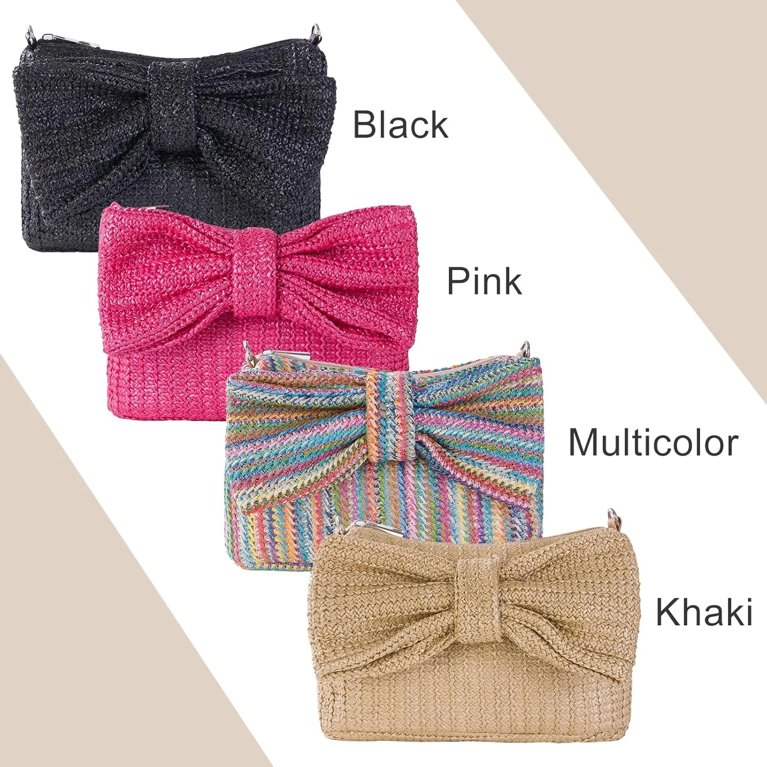 Women Straw Bow Purse Summer Beach Bag Woven Clutch Bag Vacation Tote Party Handbags Wedding Formal 2025 New