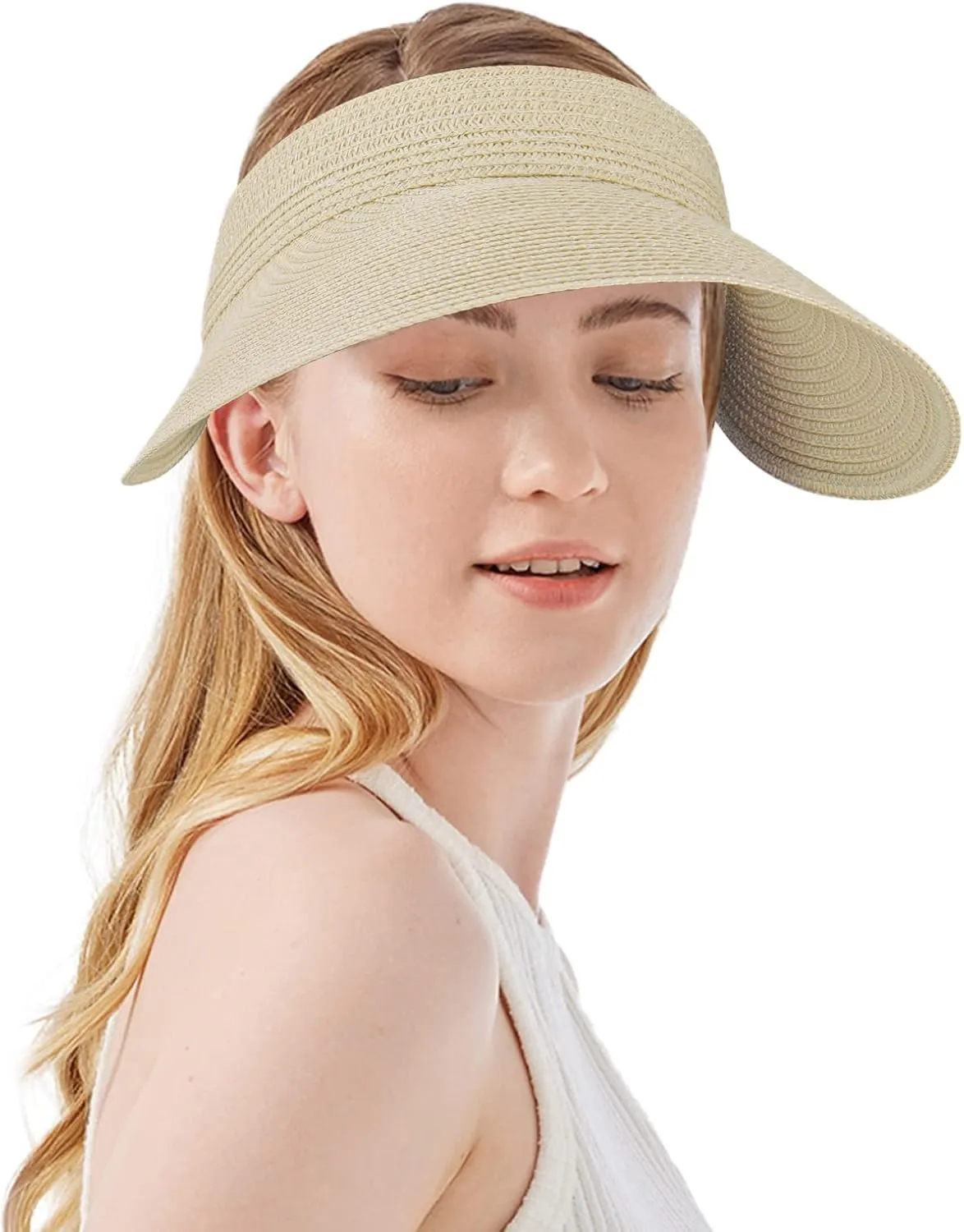 Women Summer Sun Hat Lady's Portable Beach Visor Bowknot Straw Hat
