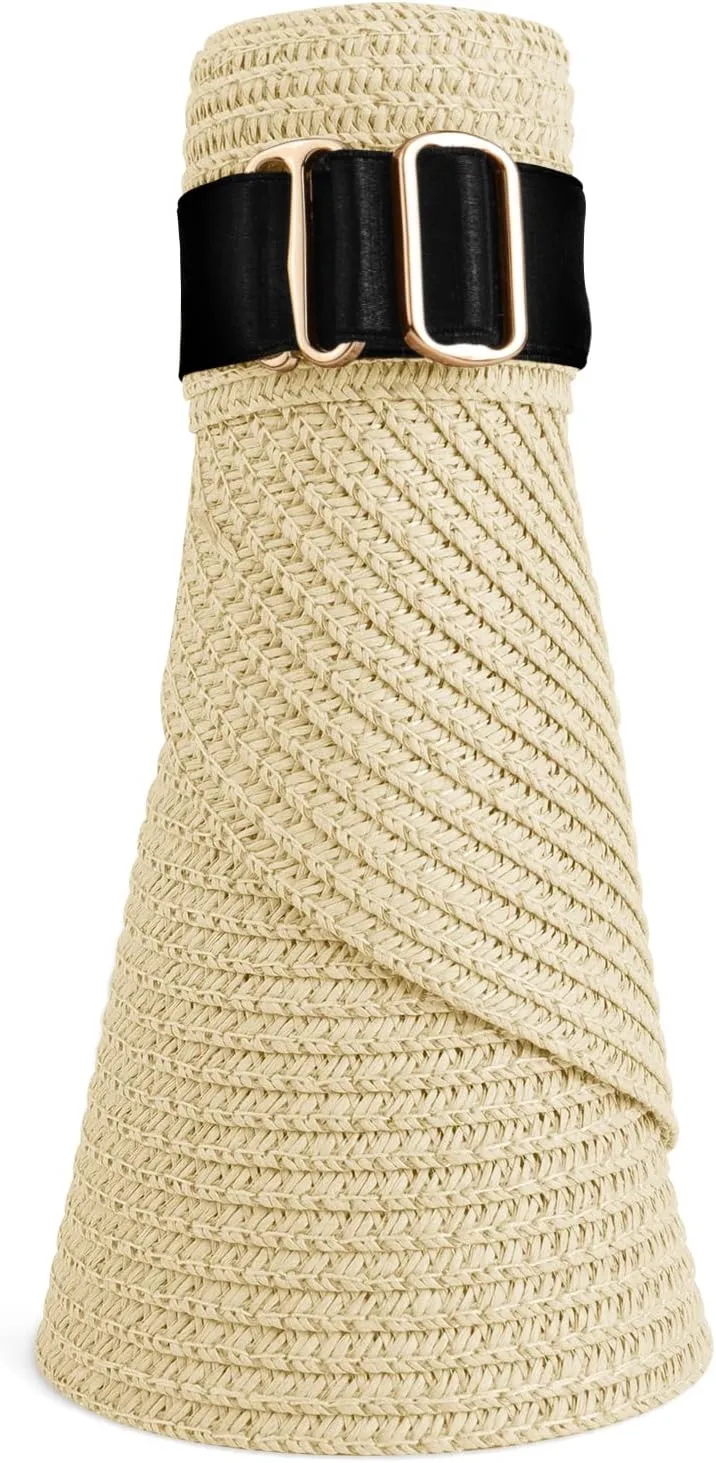 Women Summer Sun Hat Lady's Portable Beach Visor Bowknot Straw Hat