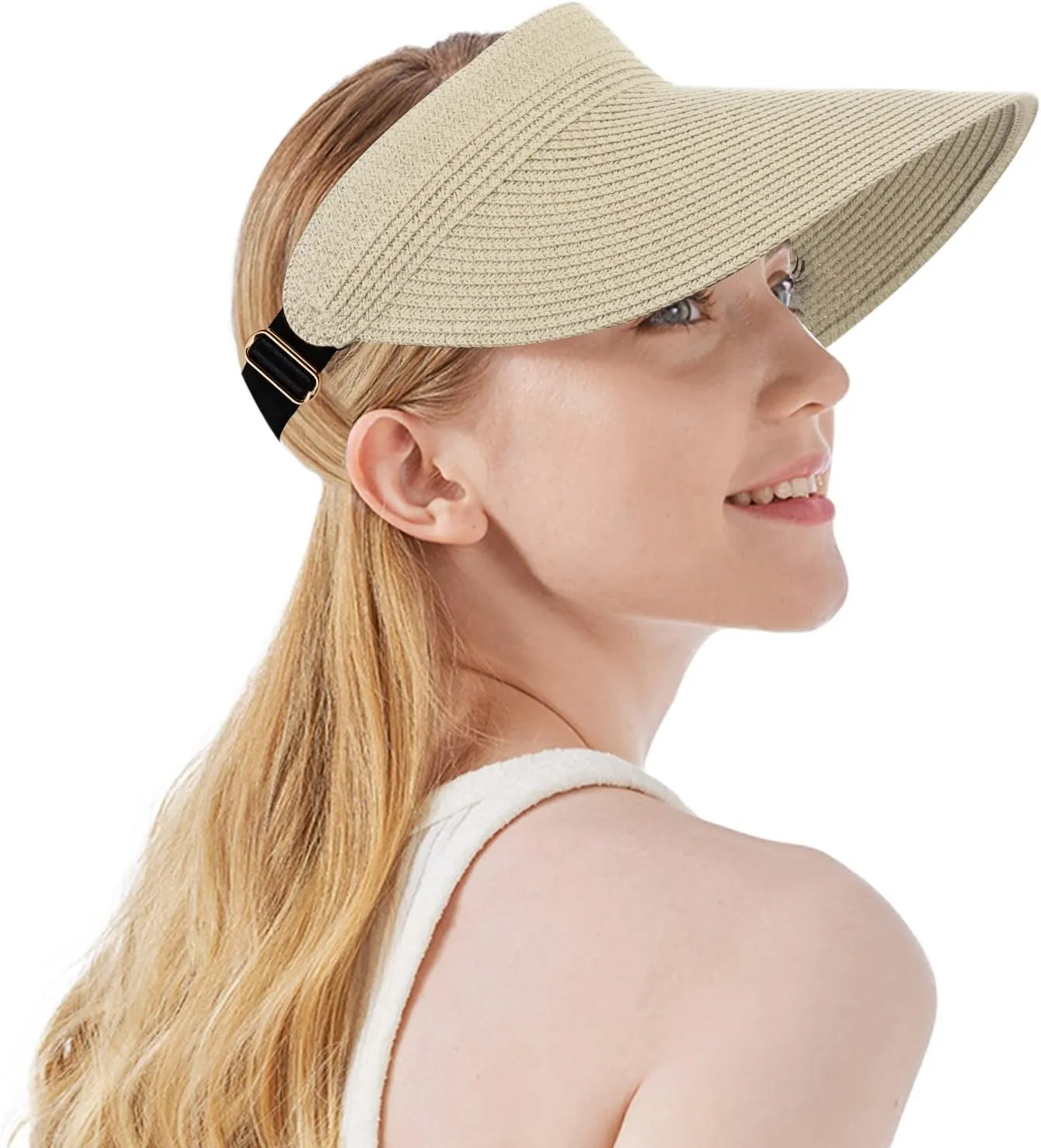 Women Summer Sun Hat Lady's Portable Beach Visor Bowknot Straw Hat