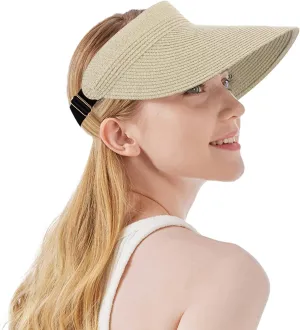 Women Summer Sun Hat Lady's Portable Beach Visor Bowknot Straw Hat