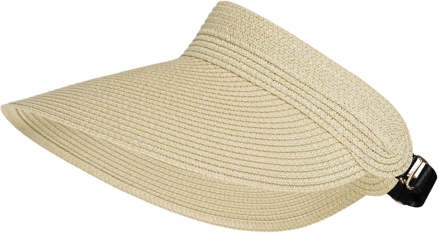 Women Summer Sun Hat Lady's Portable Beach Visor Bowknot Straw Hat