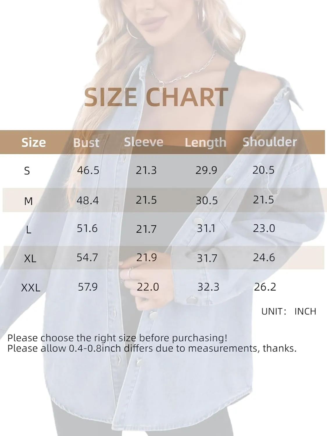 Women's Casual Button Down Denim Shirt Long Sleeve Boyfriend Oversized Jean Jacket with Pockets