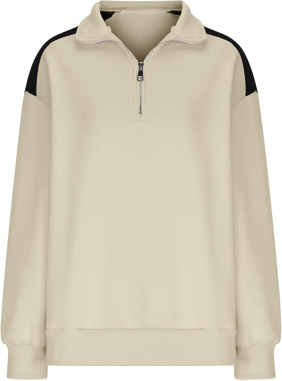 Women's Color Matching Sweatshirts Long Sleeve Hoodies Quarter Zip Fleece Pullover 2024 Fashion Casual Clothes