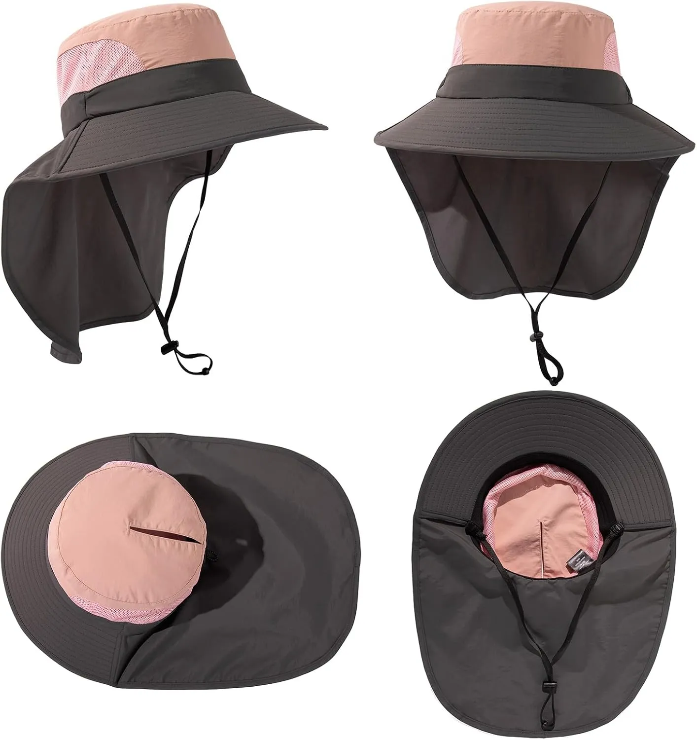 Women's Flap Ponytail UV 50 Packable Mesh Sun Fishing Beach Hiking Oversized XL XXL Hat