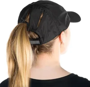 Women's High Ponytail Messy Bun Packable Unstructured Baseball Cap Oversized L XL XXL UV 50 Sun Running Hat