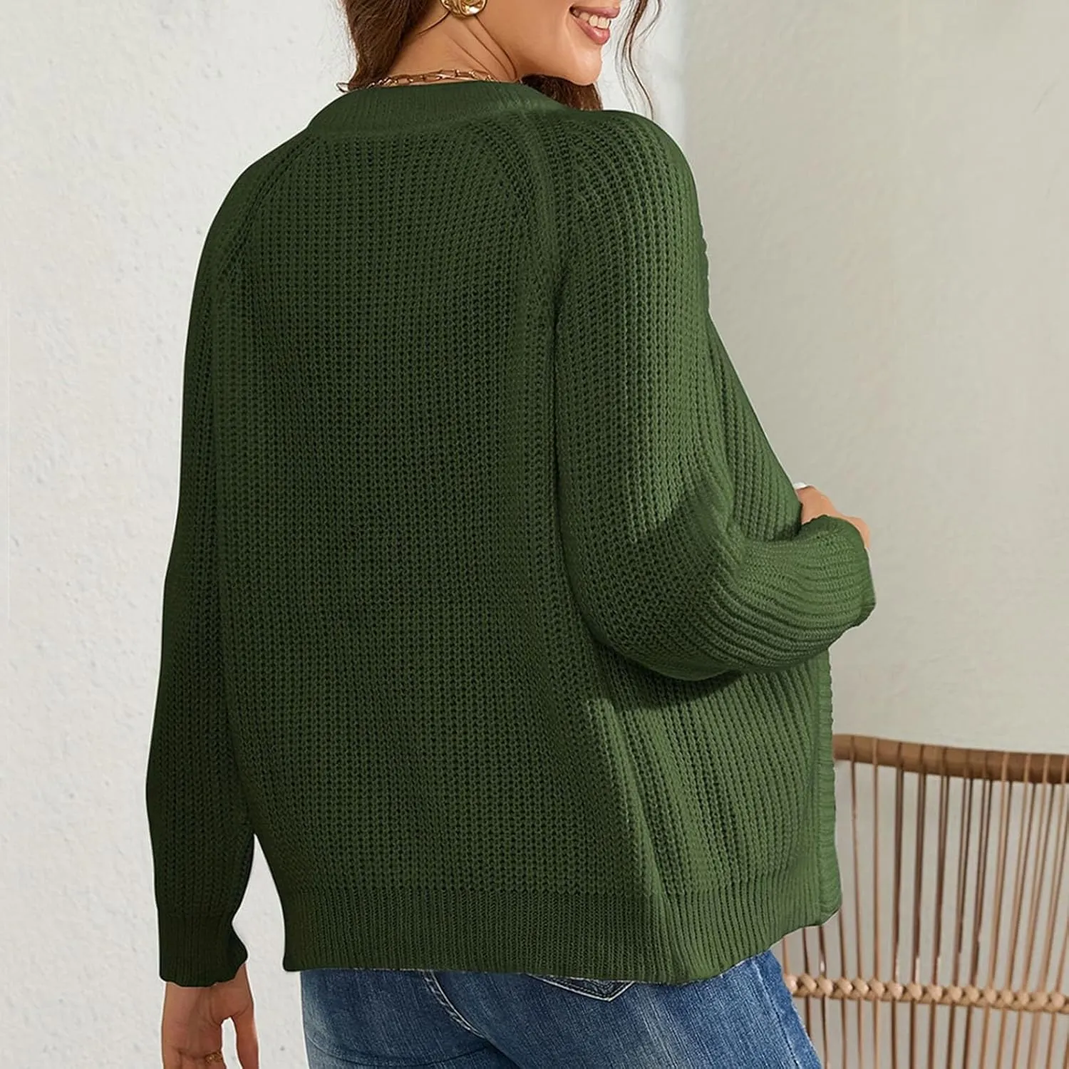 Women's Open Front Cardigan Long Sleeve Trendy Casual Outwear Loose Soft Cable Knit Sweaters
