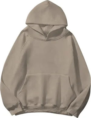 Womens Oversized Hoodies Sweatshirt Basic Solid Long Raglan Sleeves Loose Fleece Hooded Pullover With Kangaroo Pocket