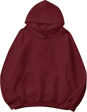 Womens Oversized Hoodies Sweatshirt Basic Solid Long Raglan Sleeves Loose Fleece Hooded Pullover With Kangaroo Pocket
