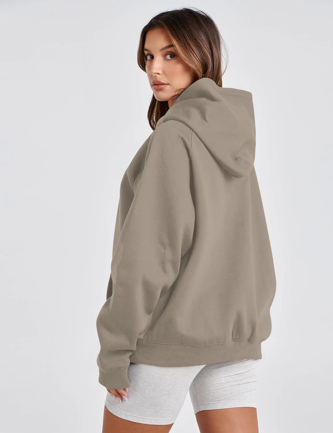 Womens Oversized Hoodies Sweatshirt Basic Solid Long Raglan Sleeves Loose Fleece Hooded Pullover With Kangaroo Pocket