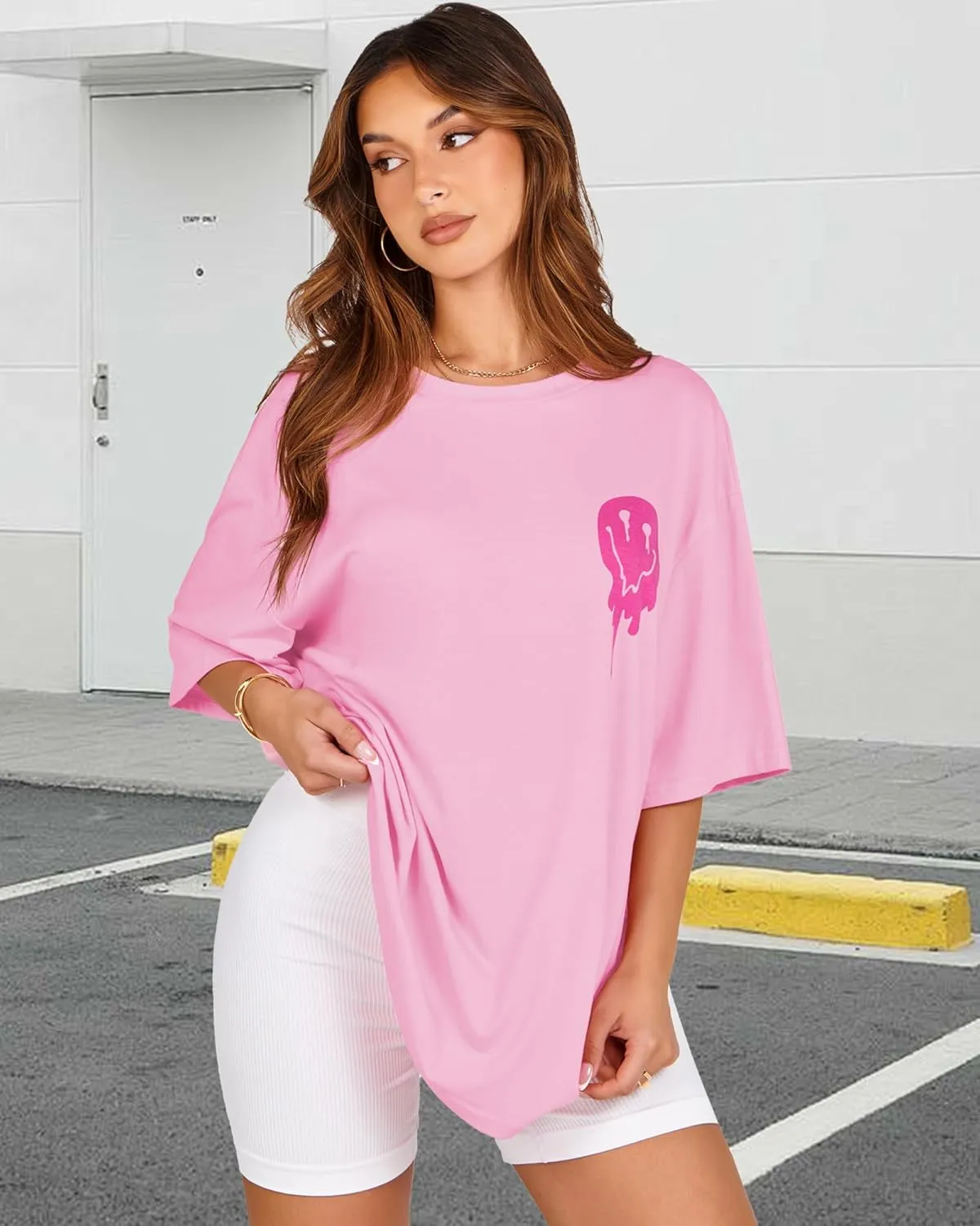 Womens Oversized Tshirt Graphic Tees Crew Neck Summer Short Sleeve Loose Fit Tops
