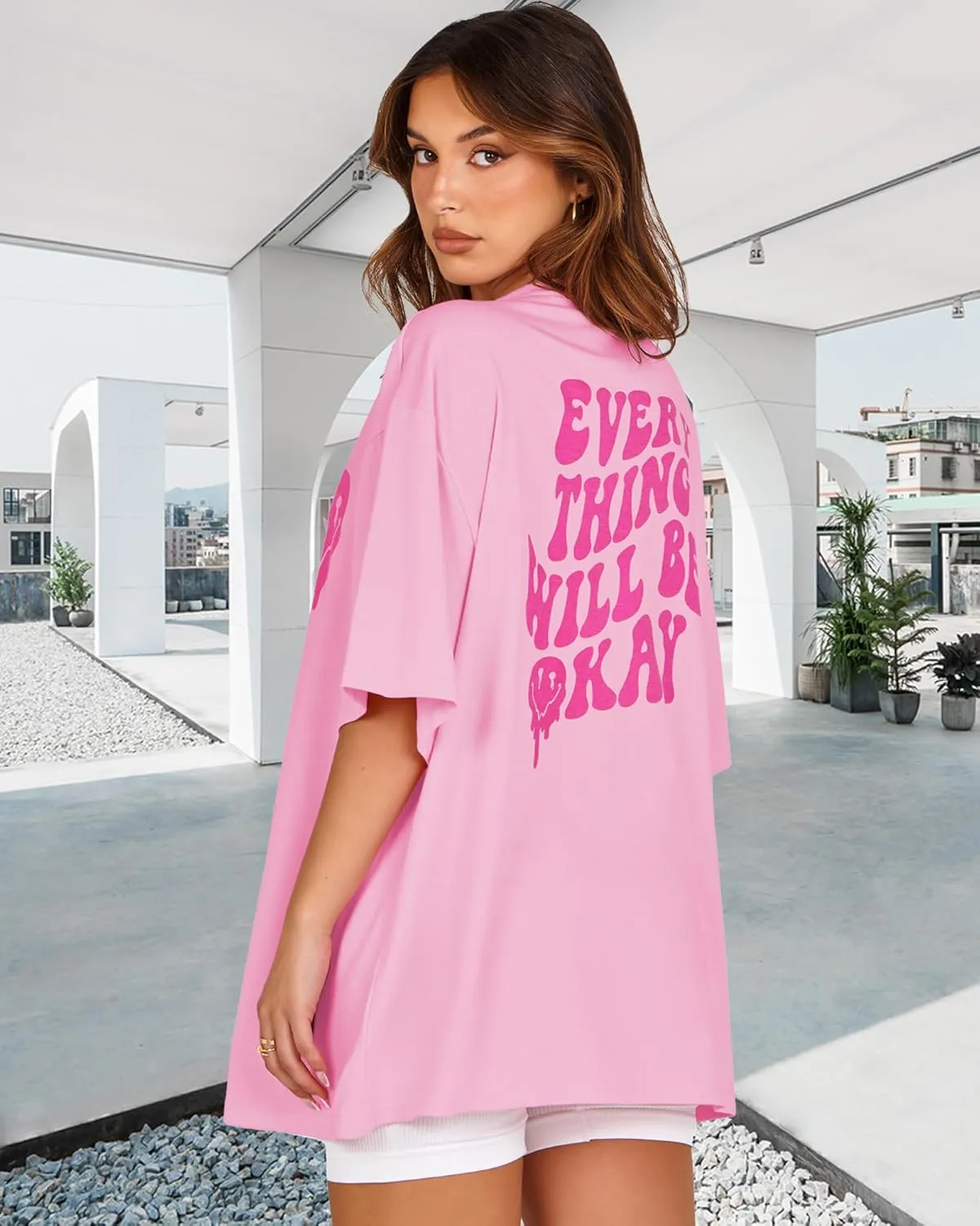 Womens Oversized Tshirt Graphic Tees Crew Neck Summer Short Sleeve Loose Fit Tops