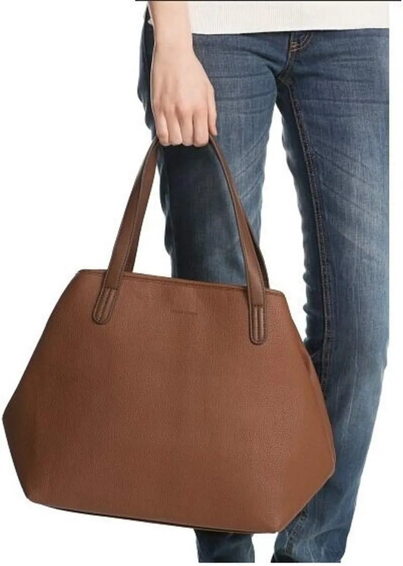 Women's Simple Shoulder Bag Pu Litchi Tote Large Capacity Handbag