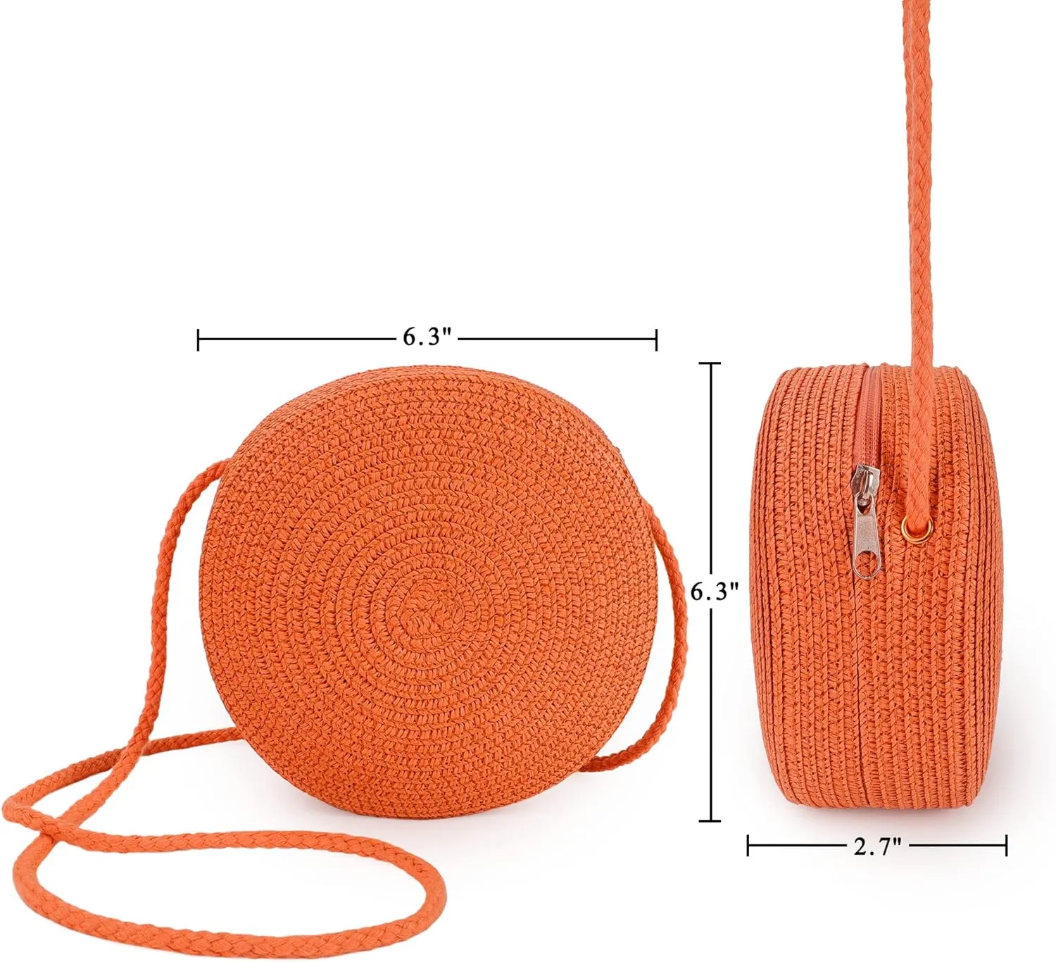 Womens Small Round Straw Crossbody Bag Beach Shoulder Bag Handbag Purse for Summer