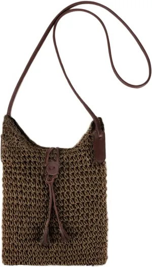 Womens Small Straw Crossbody Bag Handwoven Beach Shoulder Bag Handbag Purse with Tassel for Summer