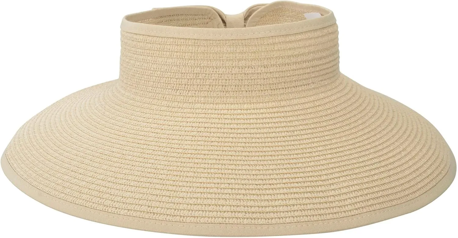 Womens Sun Hat Wide Brim Hats for Women Straw Sun Visors Roll Up Ponytail Beach Hats for Women