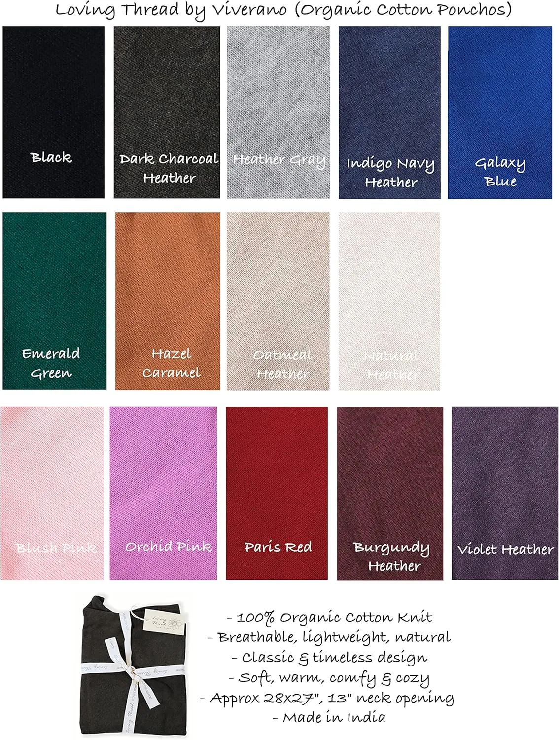 Women's Sweater Knit Poncho Pullover Wrap Organic Cotton - Loving Thread
