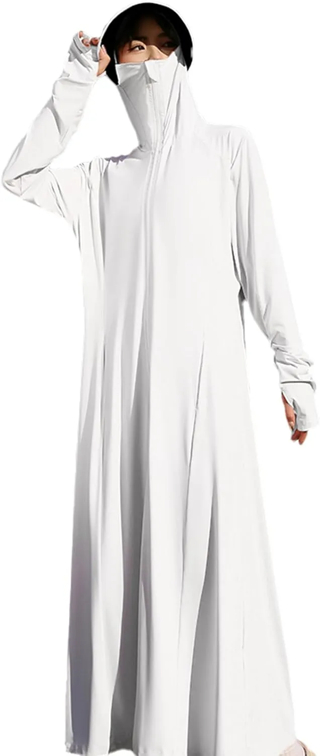 Women's UPF50  Sun Protection Clothing Summer Long Tunic Maxi Beach Dresses Lightweight Swimsuit Cover Up