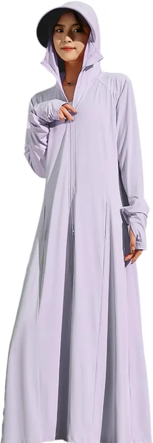Women's UPF50  Sun Protection Clothing Summer Long Tunic Maxi Beach Dresses Lightweight Swimsuit Cover Up